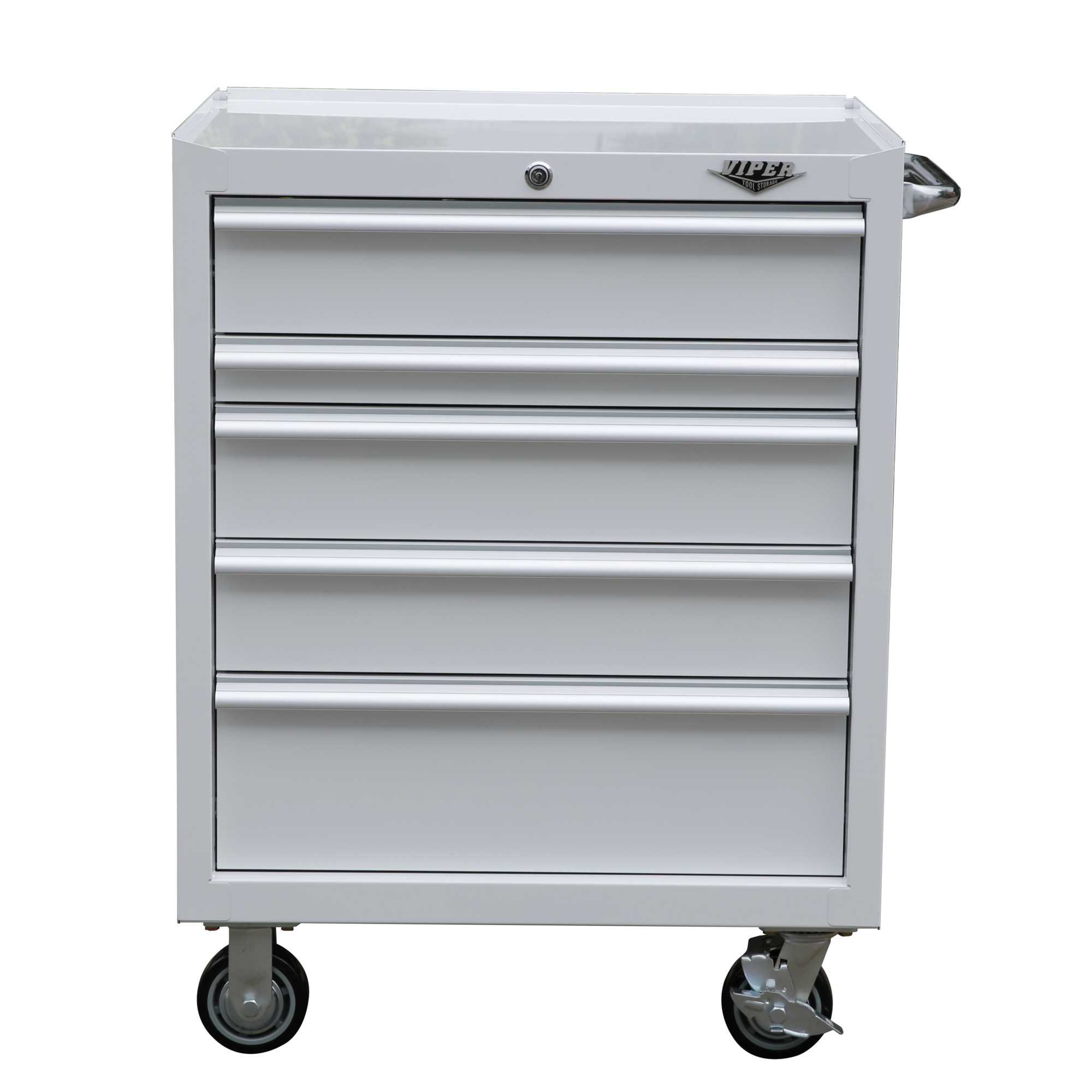 Viper Tool Storage, 5-Drawer 18G Steel Rolling Cabinet, Width 30 in, Height 41 in, Color White, Model# V300541WHR